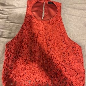 Lace red top